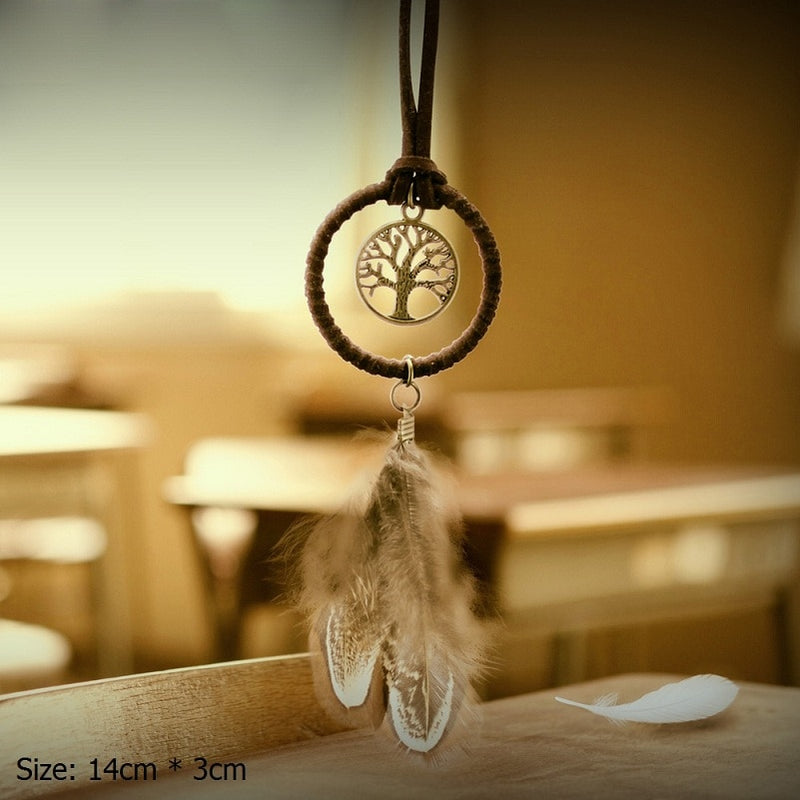 DreamCatcher Hanging White Lace Flower Feather Home and Car Decoration
