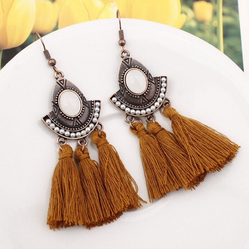 Tassel Earrings  Women Long Fringe Drop Earrings