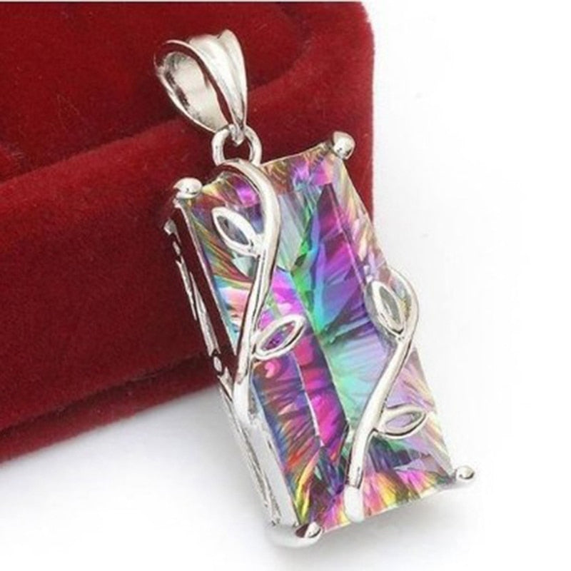 Rainbow Stone Tree Of Life Pendant Necklace
