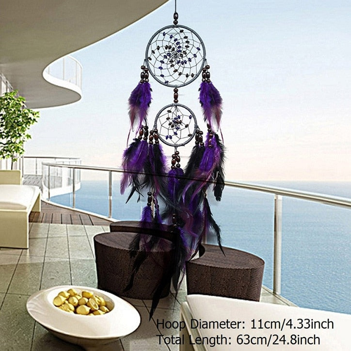 DreamCatcher Hanging White Lace Flower Feather Home and Car Decoration