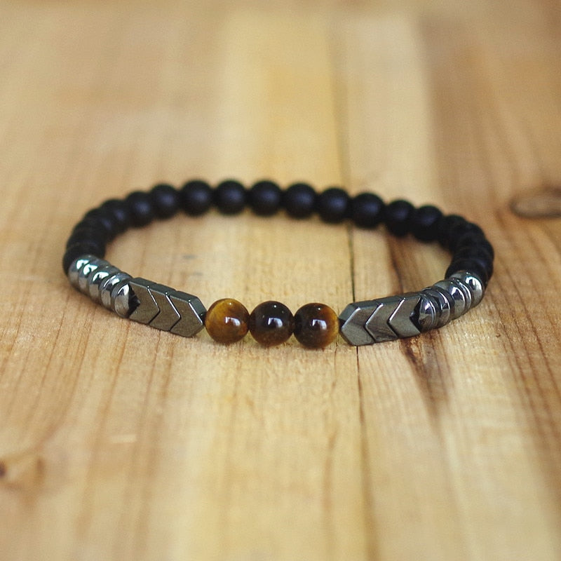 Tiger Eye Beads Strand Bracelet Arrow Hematite Stone Bracelet