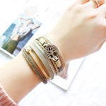 Leather Bracelet Charm Pearls Bracelets & Bangles