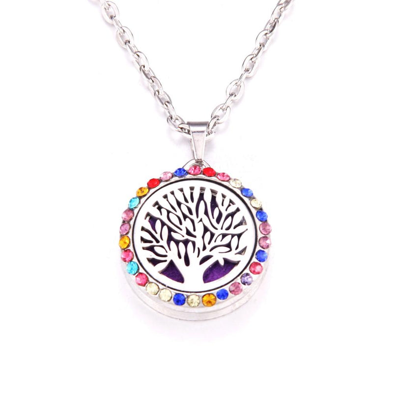 Colored zircon Tree of Life necklace