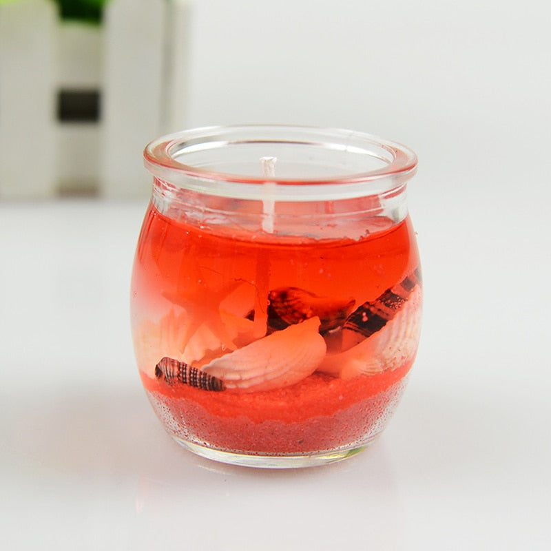 Marine jelly candle with glass jar