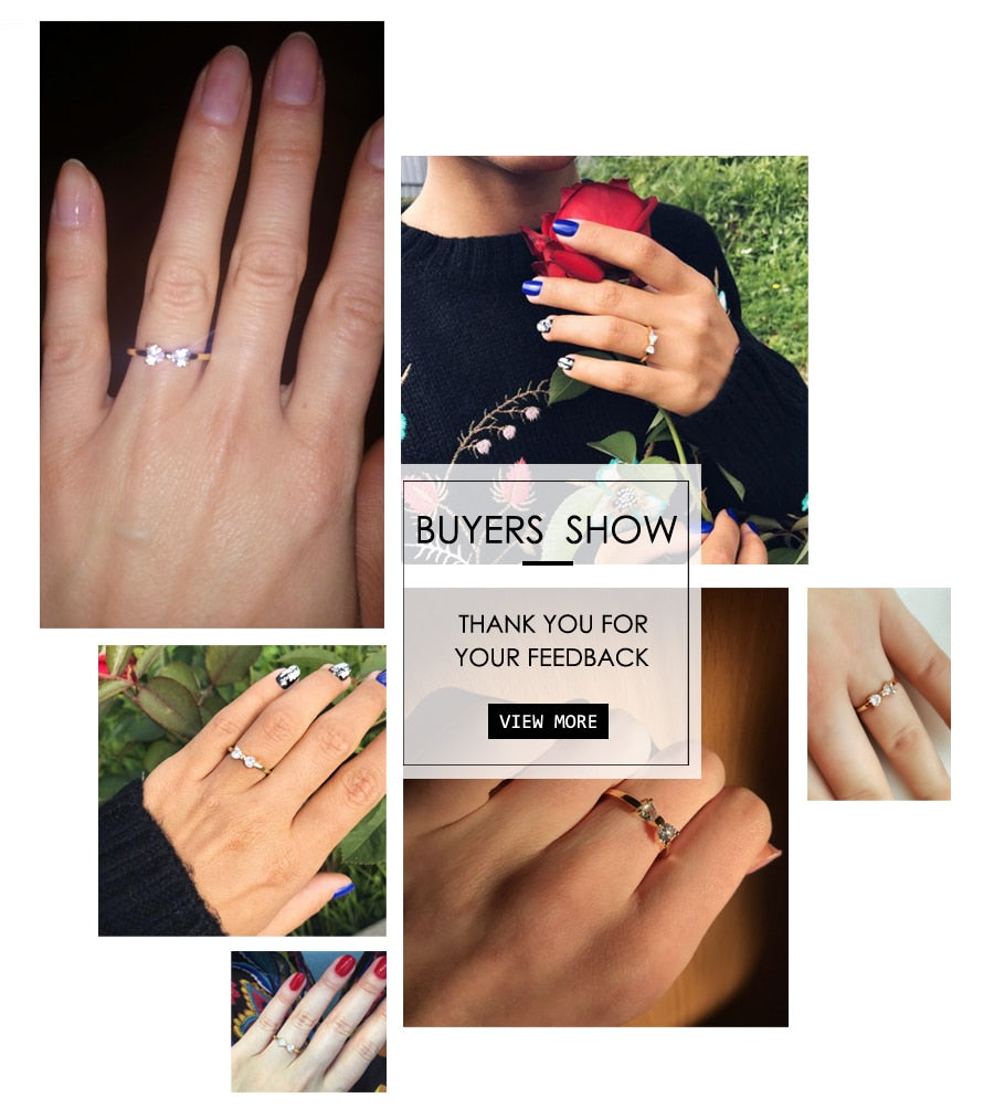 Crystal Rings Gold Color Finger Bow Ring