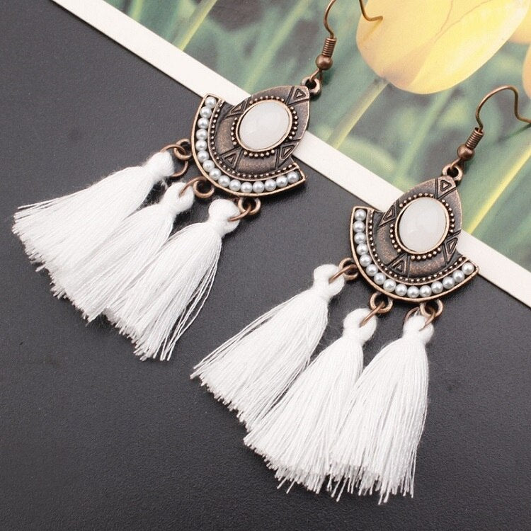Tassel Earrings  Women Long Fringe Drop Earrings