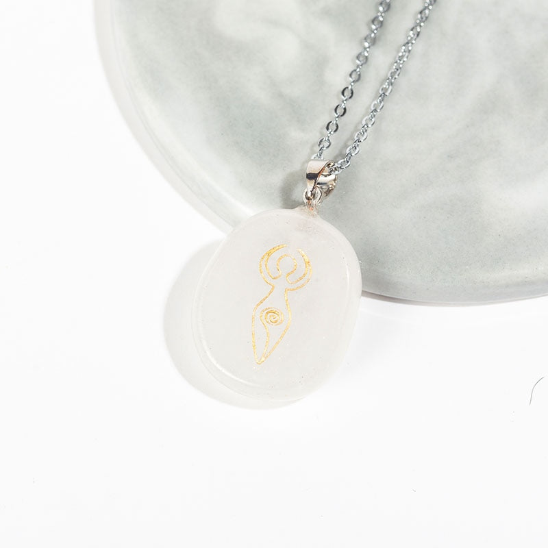 Natural Stones Carving Chakra Pendant Necklace