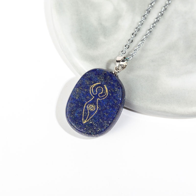Natural Stones Carving Chakra Pendant Necklace