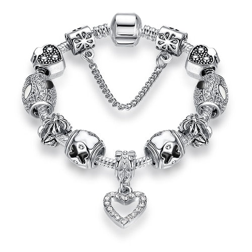 Luxury Brand Women Bracelet Silver Color Crystal Charm Bracelet for Women