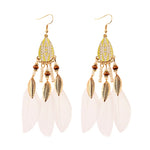 Bohemian Feather Tassel Earrings
