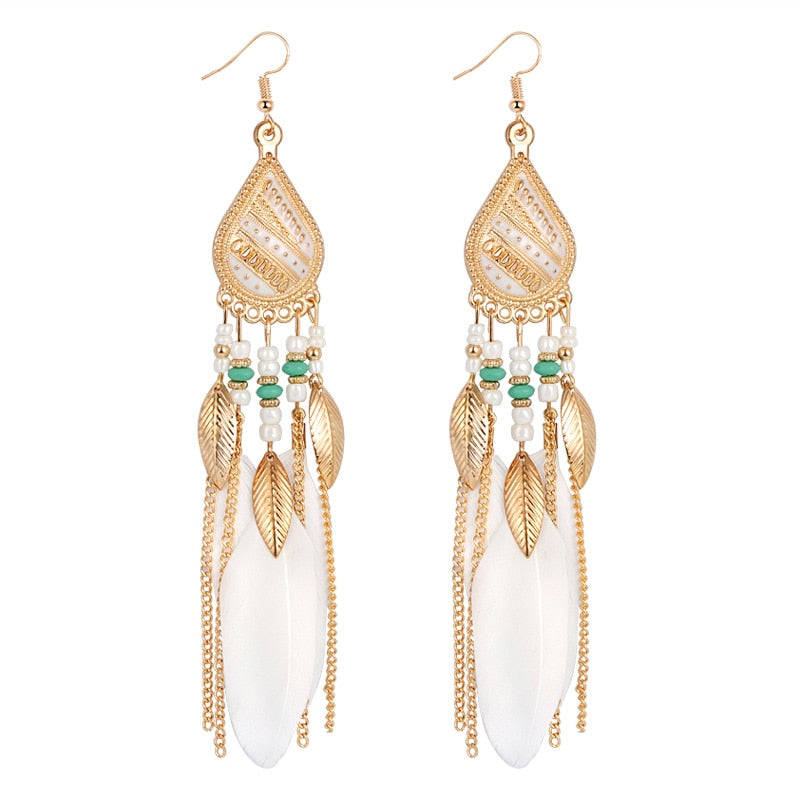 Feather Style Ethnic Boho Big Dangle Earring