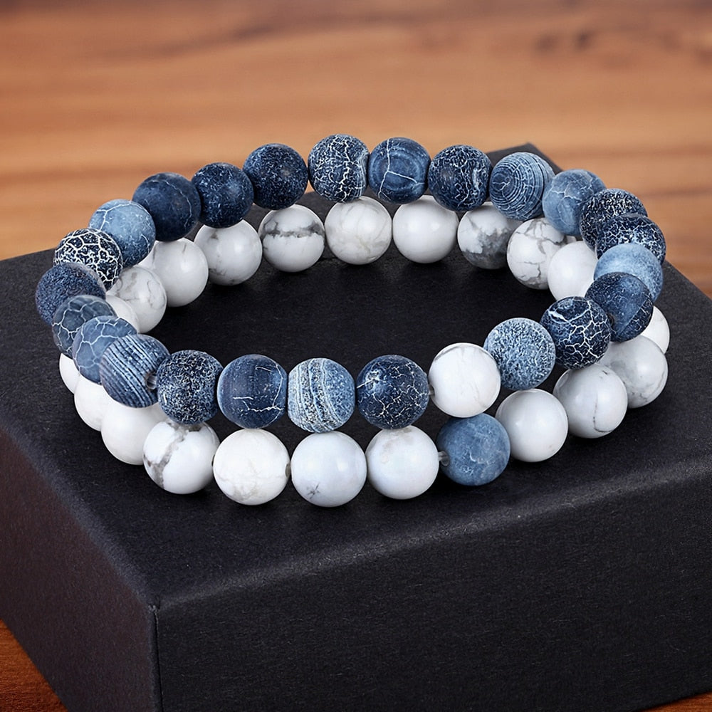 Couples Distance Bracelet Natural Stone Yoga Beaded Bracelet for Men Women