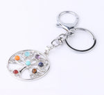 Reiki 7 Chakra Stones Keychain Tree of Life