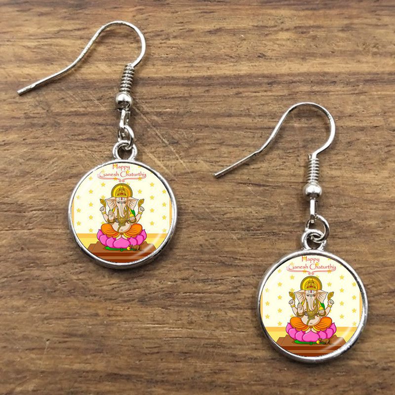 God of Fortune Pendant Hindu Elephant Earrings