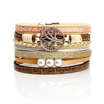 Leather Bracelet Charm Pearls Bracelets & Bangles