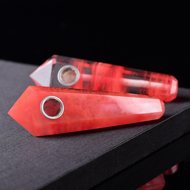 Natural Quartz Crystal Labradorite Stone Smoking Pipe