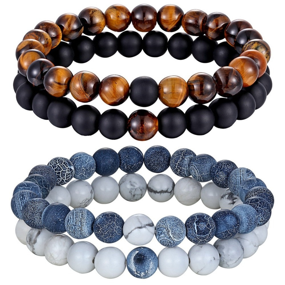 Couples Distance Bracelet Natural Stone Yoga Beaded Bracelet for Men Women
