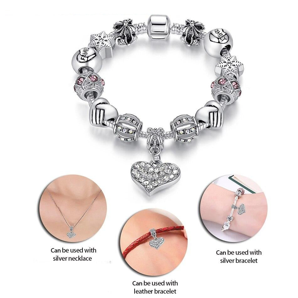 Luxury Brand Women Bracelet Silver Color Crystal Charm Bracelet for Women