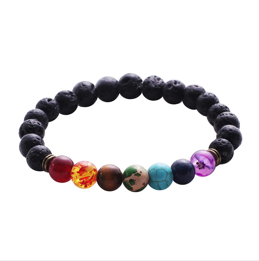 Chakra Mixed Stone Healing Pray Mala Beads Jewelry Balancing Bracelet