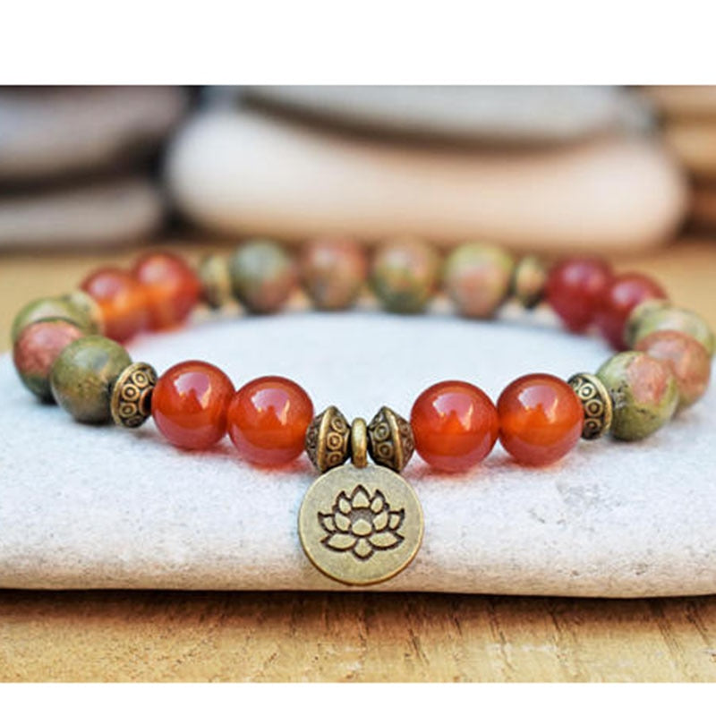 Lotus Wrist Mala Healing Crystal Lotus Bracelet