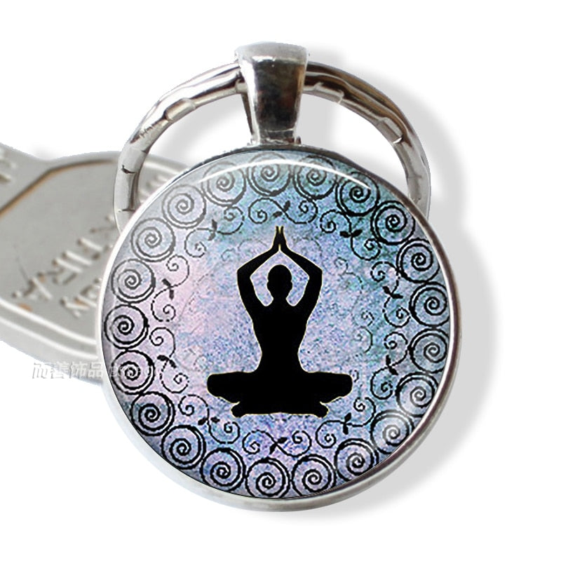 7 Chakra Yoga Om Symbol Keychain