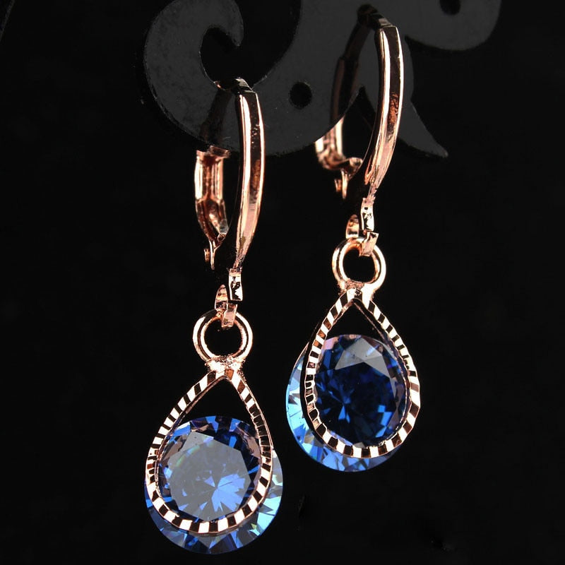 Drop CZ Crystal Earrings