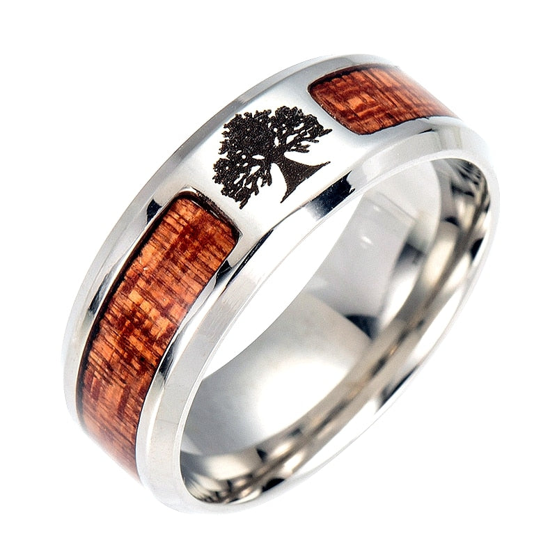 Wood Tree of Life Healing Finger Ring