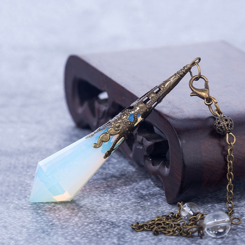 quartz Opalite opal pendulos sacred geometry healing crystals pendant