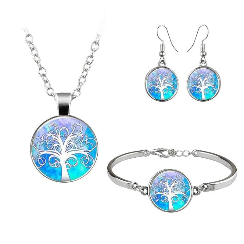Dome Necklace Bracelet Earrings For Women