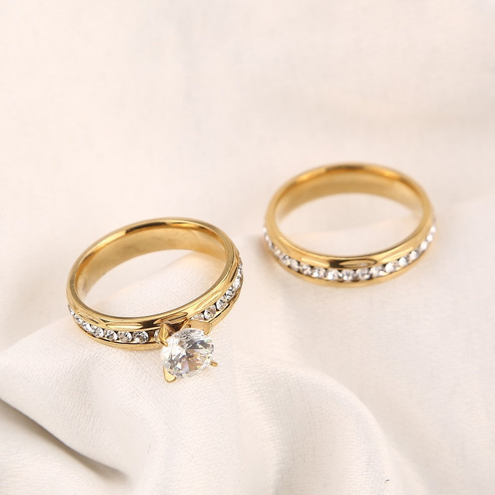 Gold Stainless Steel Engagement Ring