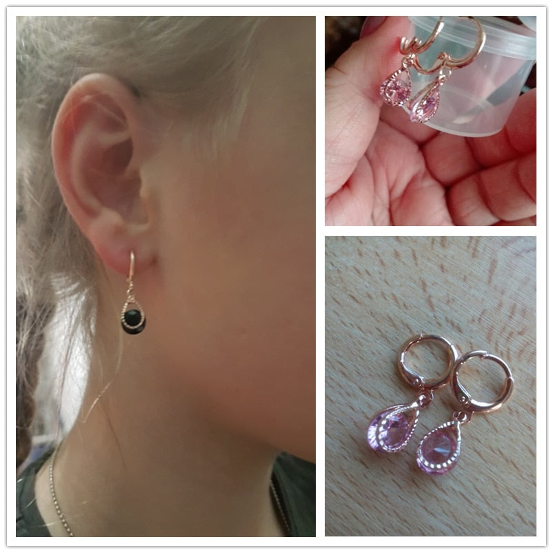 Drop CZ Crystal Earrings