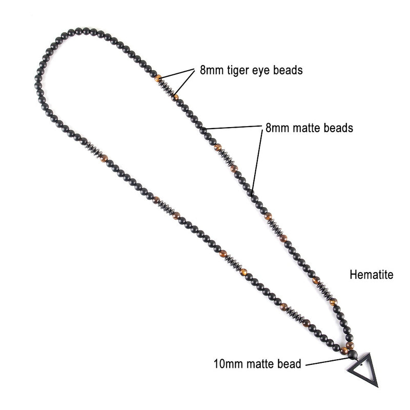 Men's Black Hematite Triangle Pendants Necklace