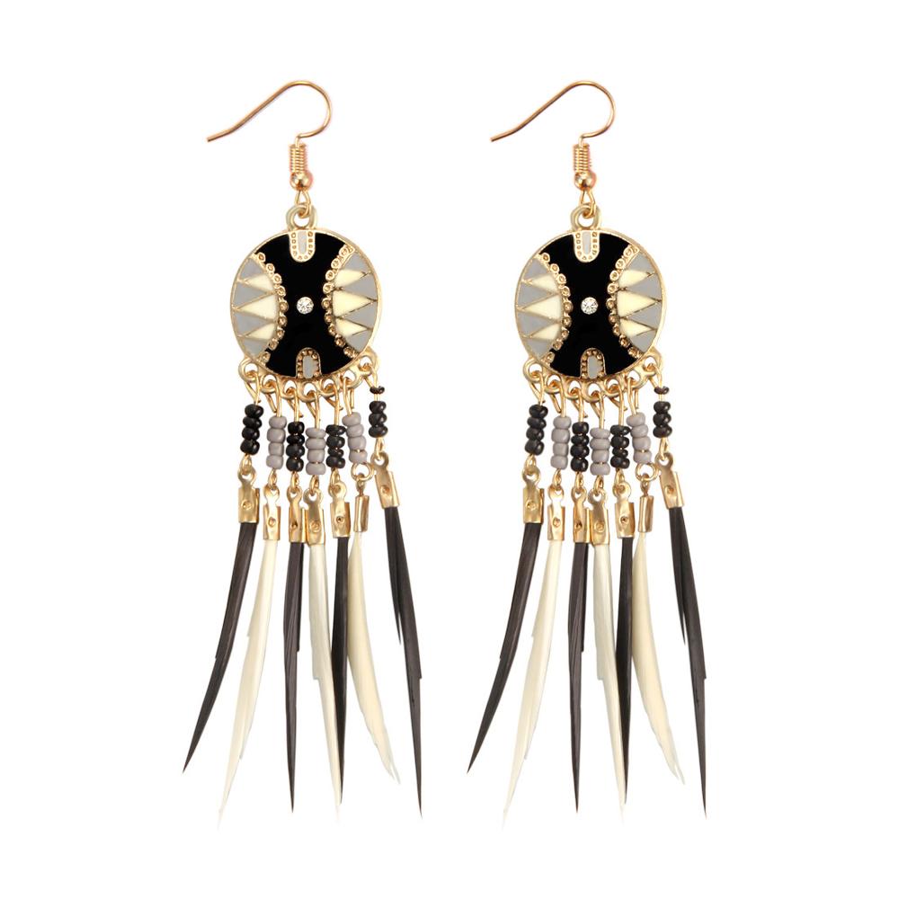 Feather Style Ethnic Boho Big Dangle Earring