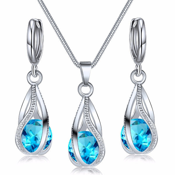 Fashion Crystal Jewelry Set Zircon Necklace Earrings Set