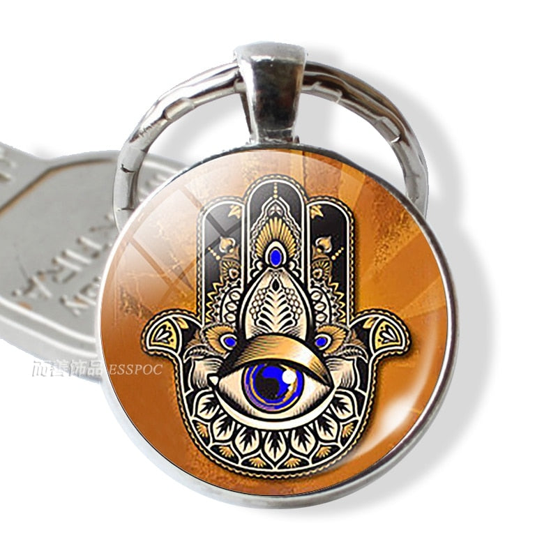 7 Chakra Yoga Om Symbol Keychain