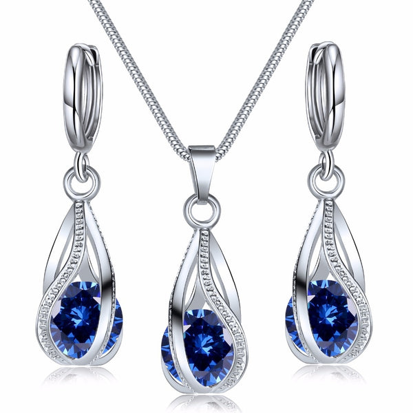 Fashion Crystal Jewelry Set Zircon Necklace Earrings Set