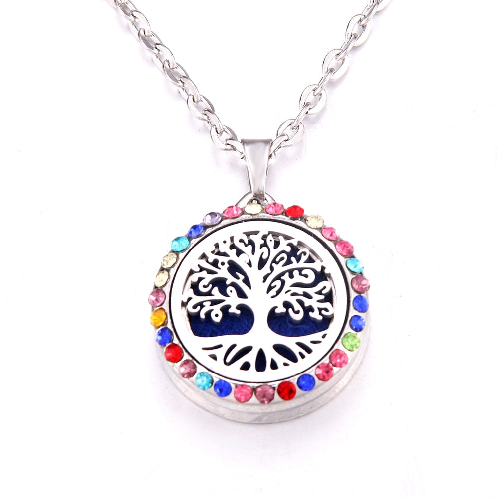 Colored zircon Tree of Life necklace