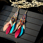 Bohemian Feather Tassel Earrings