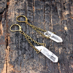 Raw Rainbow Quartz Crystal Drop Earrings