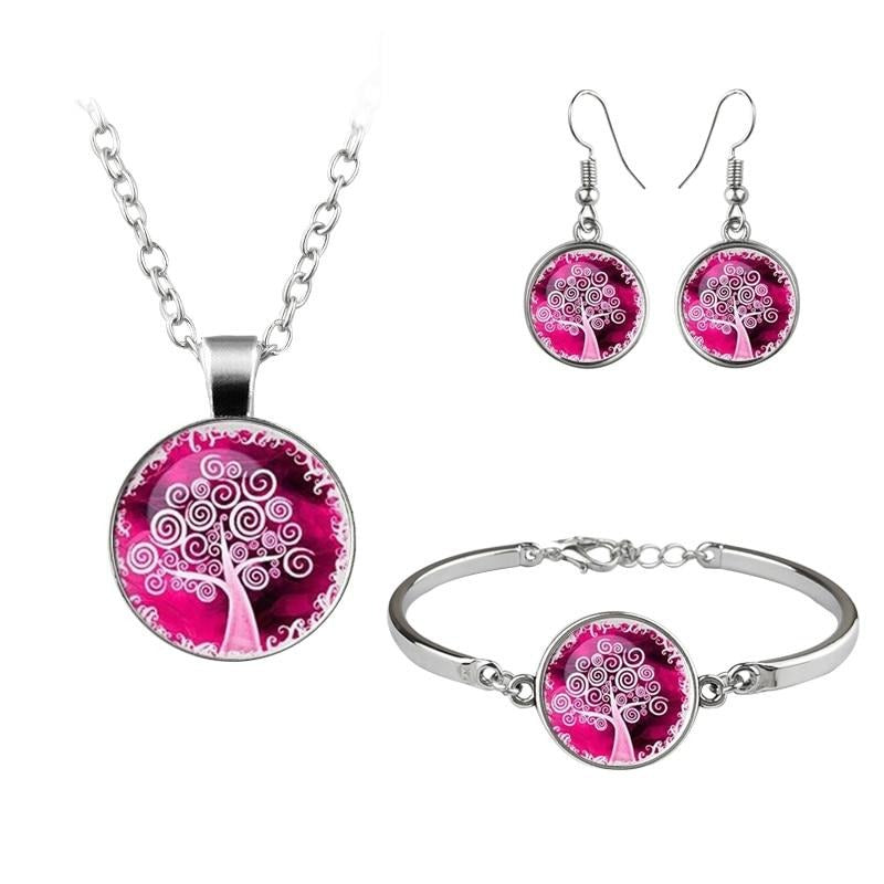 Dome Necklace Bracelet Earrings For Women