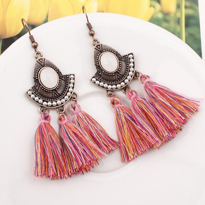 Tassel Earrings  Women Long Fringe Drop Earrings