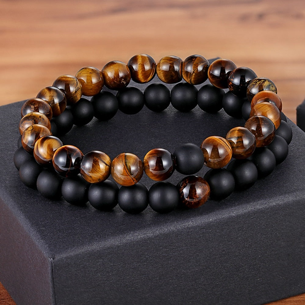 Couples Distance Bracelet Natural Stone Yoga Beaded Bracelet for Men Women