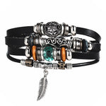 Leaf Feather Multilayer Leather Bracelet