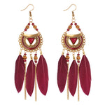 Feather Style Ethnic Boho Big Dangle Earring