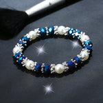 Shiny Colorful Bangle Rhinestone Faux Pearl Charm Bracelets for Women