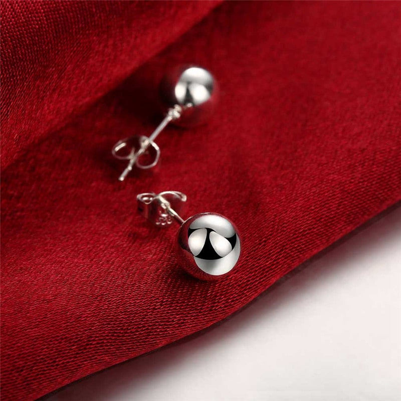 Round Smooth Solid Bead Ball Stud Earrings