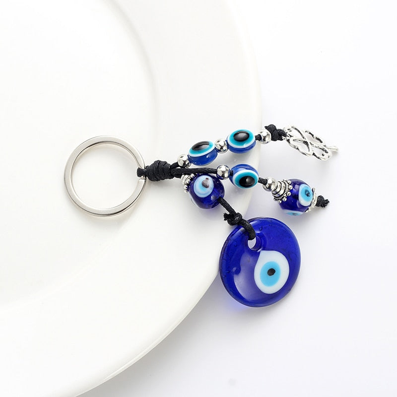 Evil Eye Fashion Alloy Clover Shape Charm Keychain