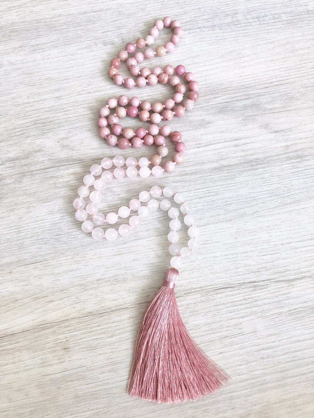 Rose Quartz Necklace 108 Mala Beads Necklace