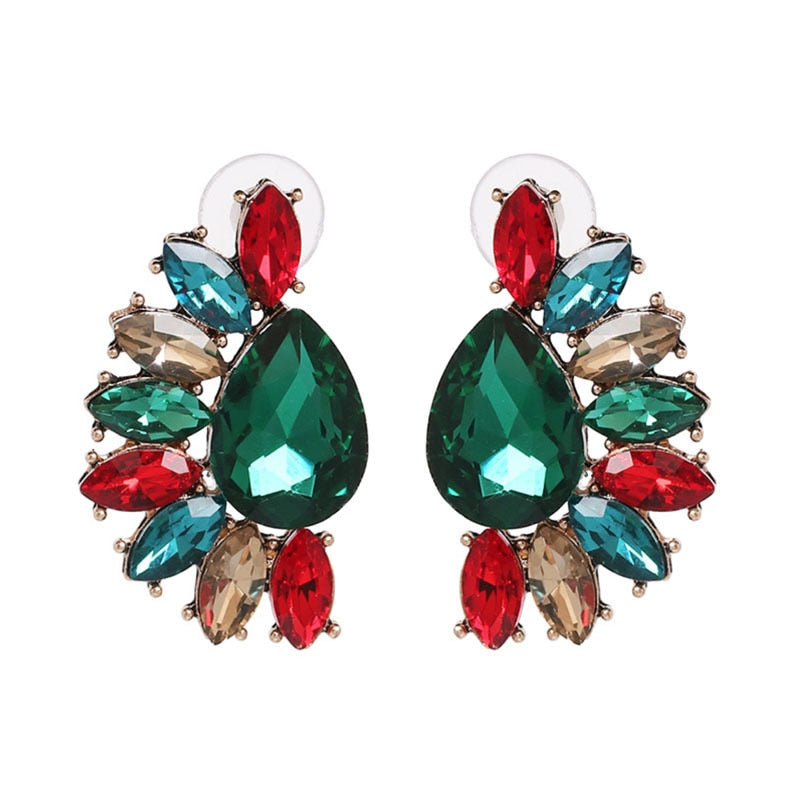Zircon Leaf Crystal Water Drop Earrings
