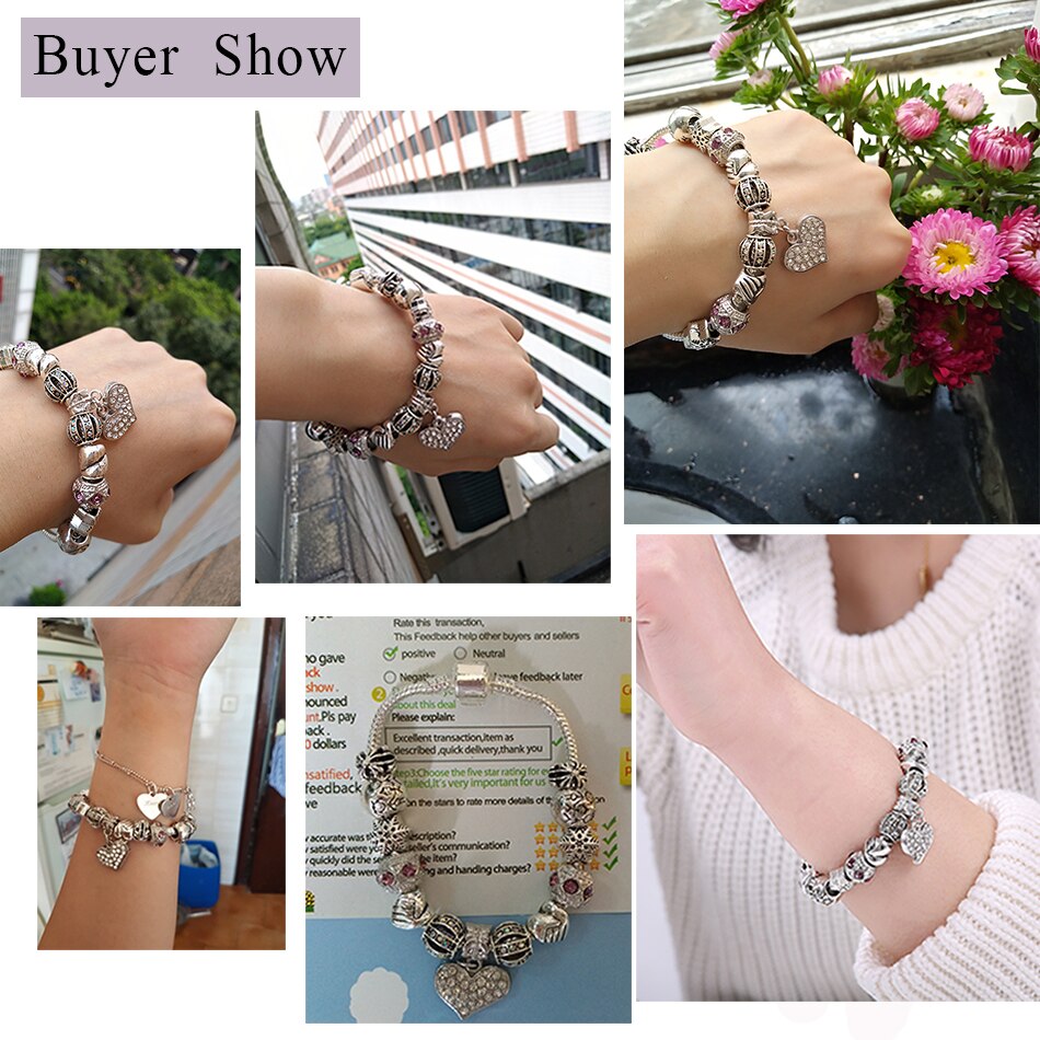 Luxury Brand Women Bracelet Silver Color Crystal Charm Bracelet for Women